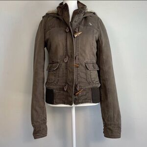 Rare Vintage Abercrombie & Fitch Faux Fur Lined Bomber Jacket – Brown Taupe – XL